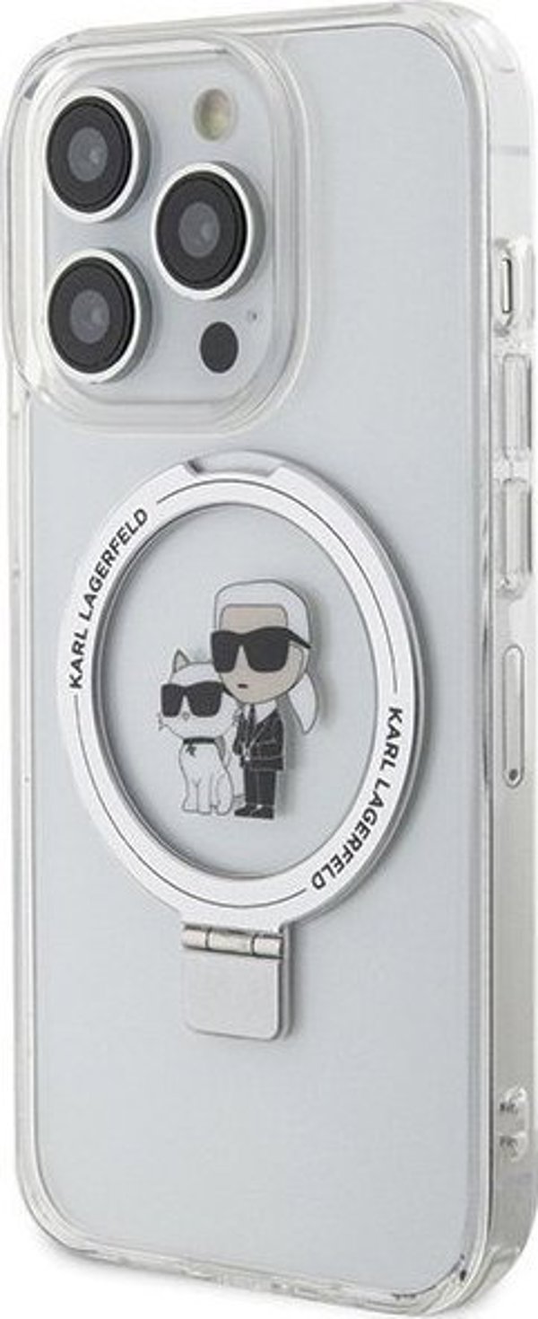 Karl Lagerfeld Karl Lagerfeld KLHMP14LHMRSKCH iPhone 14 Pro 6.1" λευκή σκληρή θήκη Ring Stand Karl&Choupettte MagSafe