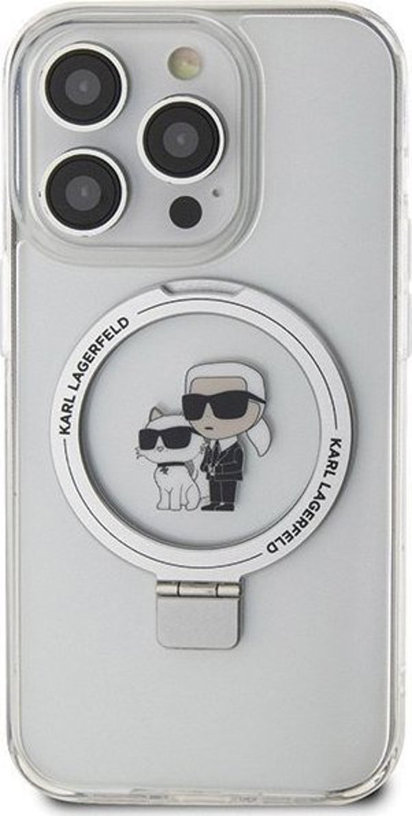 Karl Lagerfeld Karl Lagerfeld KLHMP14LHMRSKCH iPhone 14 Pro 6.1" λευκή σκληρή θήκη Ring Stand Karl&Choupettte MagSafe