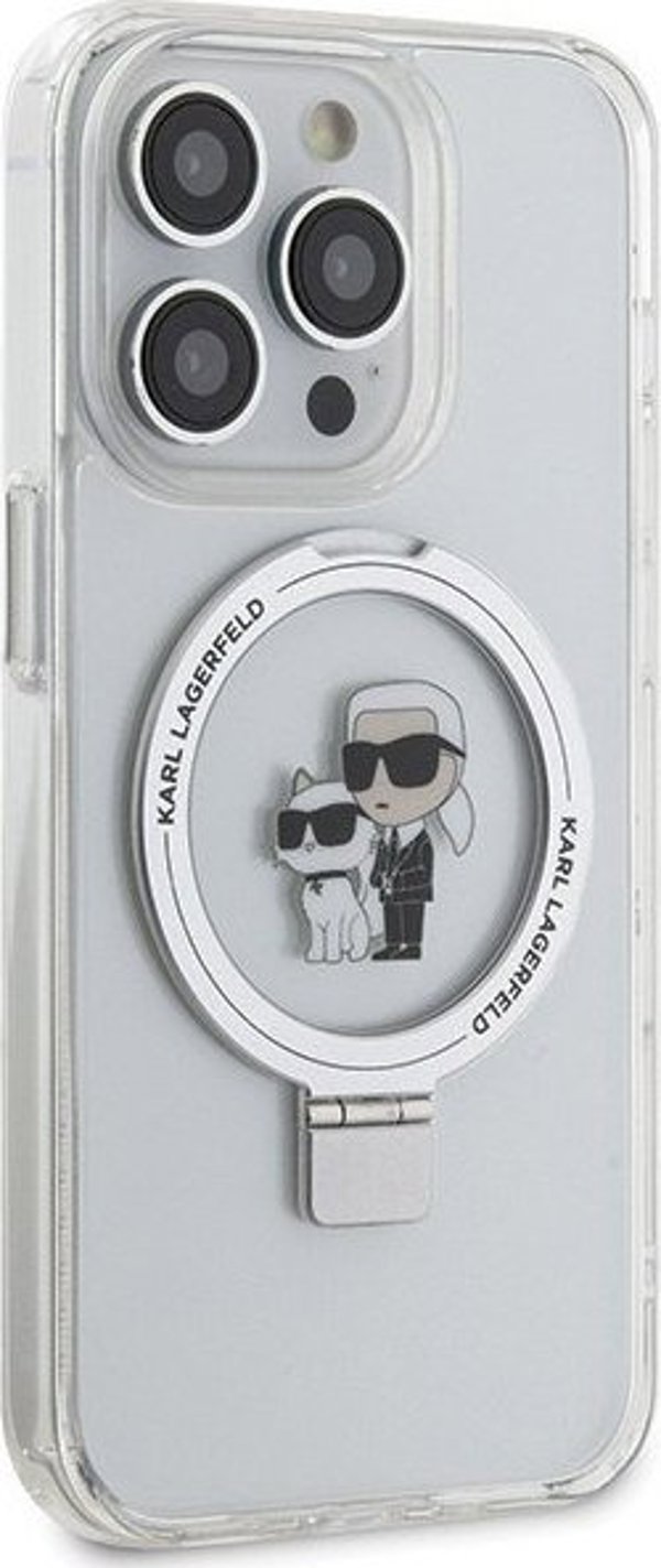 Karl Lagerfeld Karl Lagerfeld KLHMP14LHMRSKCH iPhone 14 Pro 6.1" λευκή σκληρή θήκη Ring Stand Karl&Choupettte MagSafe