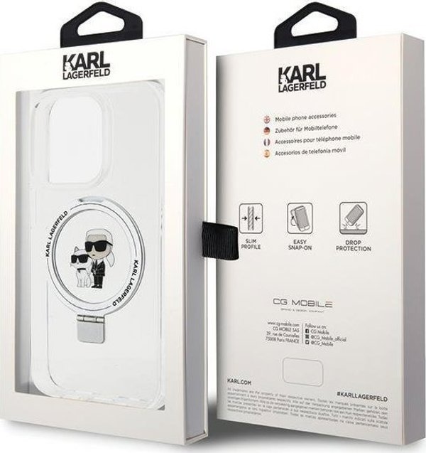 Karl Lagerfeld Karl Lagerfeld KLHMP14LHMRSKCH iPhone 14 Pro 6.1" λευκή σκληρή θήκη Ring Stand Karl&Choupettte MagSafe