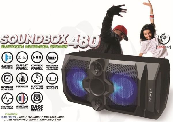 Ηχείο Rebeltec SoundBox 480 μαύρο (RBLGLO00037)