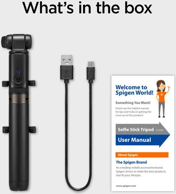 Selfie stick Spigen S540W Tripod Peach Ασύρματο Μαύρο