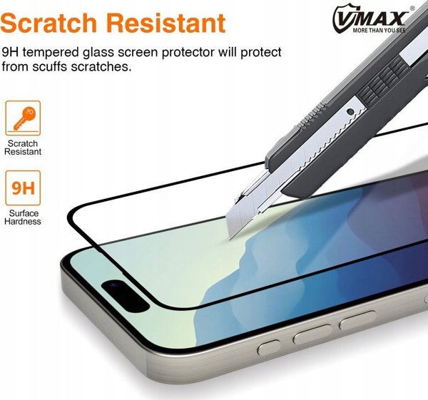 Vmax 9D Full Face Tempered Glass for Apple iPhone 16 Plus