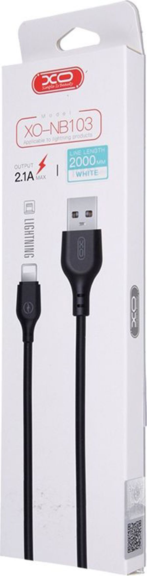 Καλώδιο USB XO USB-A - Lightning 2 m Λευκό (8_2241421)