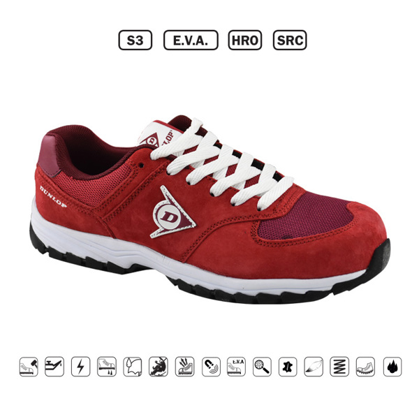 DUNLOP: ΠΑΠΟΥΤΣΙΑ ΕΡΓΑΣΙΑΣ SUEDE+MESH FLYING ARROW - ΚΟΚΚΙΝΟ  - S3,E.V.A.,HRO,SRC- ΜΕΓΕΘΟΣ43