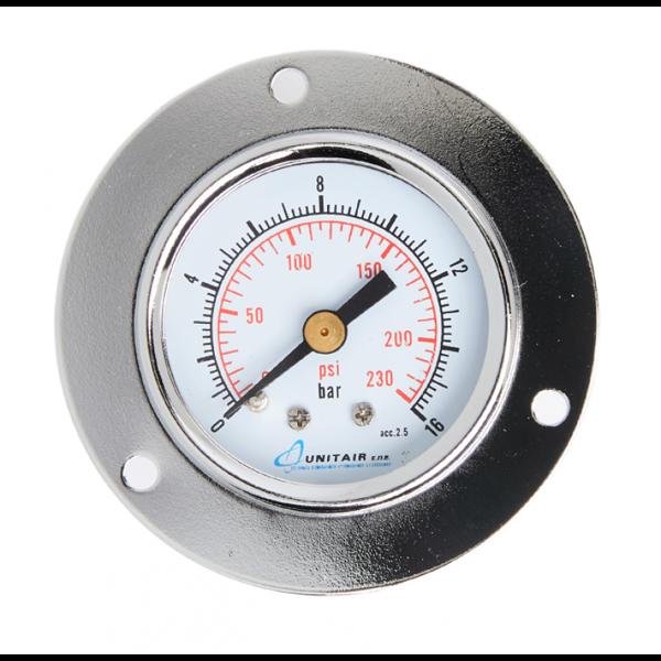 Μανόμετρο Φ.40 φλαντζωτό 1/8" M3B-040-0001, 0 έως 1bar