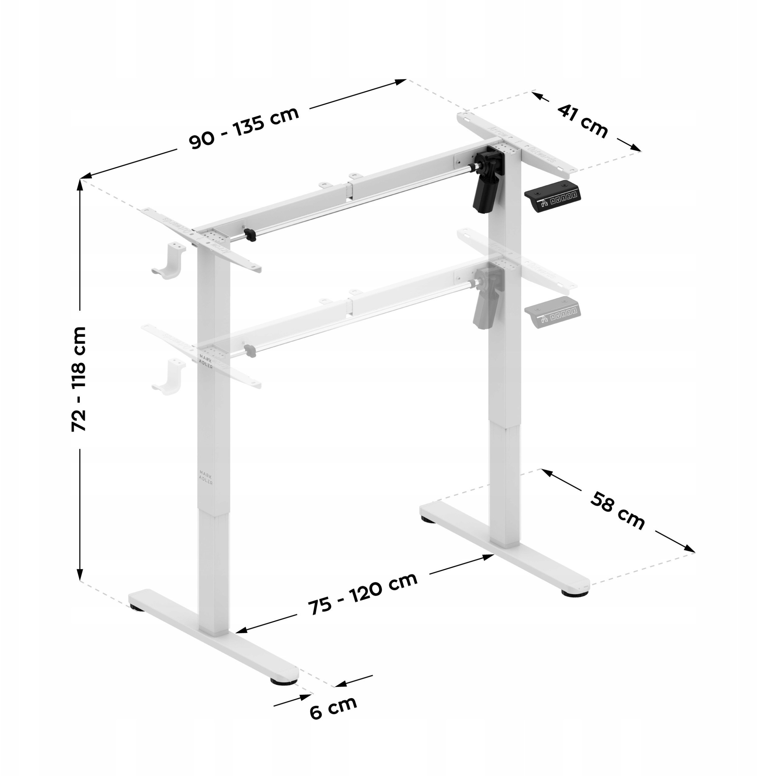 Biurko MarkAdler Stelaż elektryczny Xeno 1.7 White