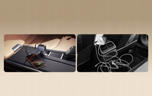 UGREEN Nexode 145W Fast Car Charger, 1x USB-A, 1x USB-C, 1x Ausziehbares USB-C Καλώδιο 70cm