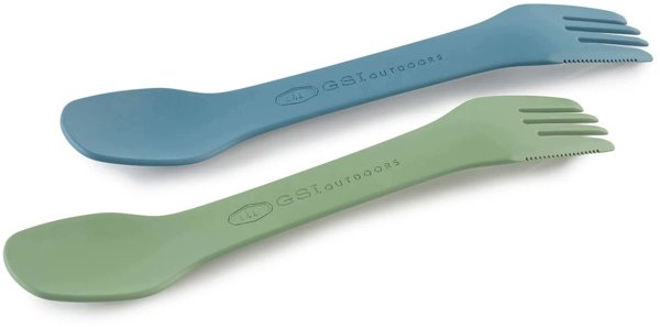 GSI Outdoors Tekk Tandem Spork Set (2 Pack), Blue, Green